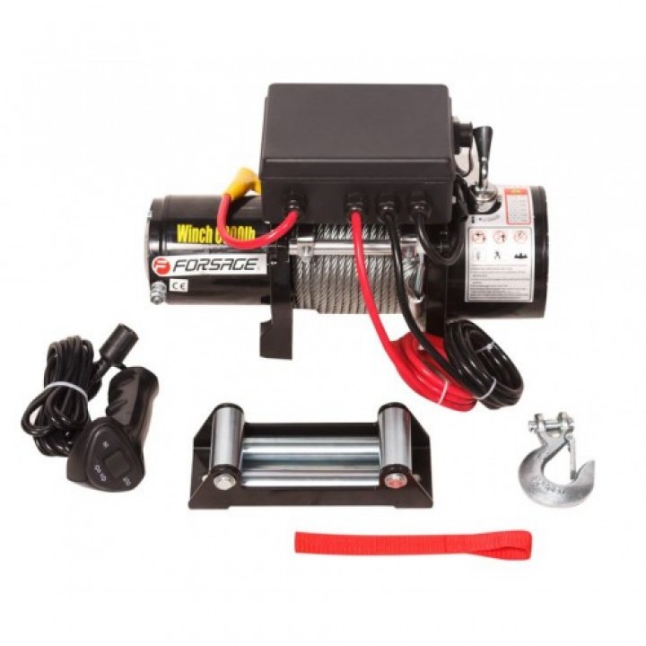 Лебедка Автомобильная 2.7т 12V (Стальной Трос) FORSAGE (TRH96000-1)