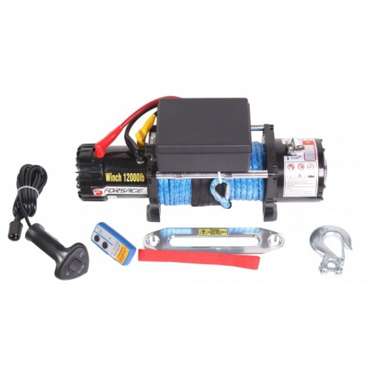 Лебедка Автомобильная 5.5т, 12V (Нейлоновый Трос) FORSAGE (TRH912000N)