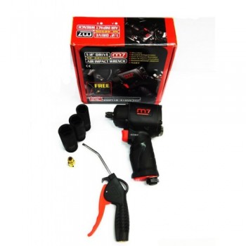 Пневмогайковерт 1/2" 610Нм С Комплектом Глубоких Головок 17, 19, 21мм+ Пистолет Обдувочный M7 (NC-4250QAM02(NC-42QN))