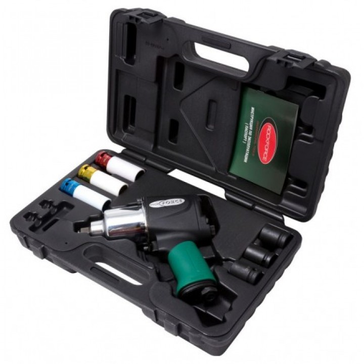 Пневмогайковерт Ударный"Twin Hammer" С Набором Ударных Головок 1/2"8пр. В Кейсе ROCK FORCE (RF-82542K8)