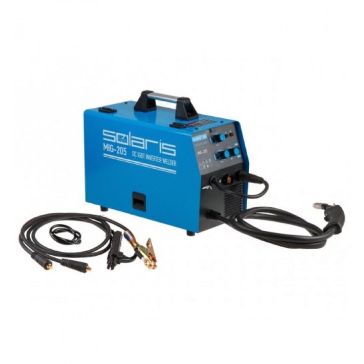 Полуавтомат Сварочный (MIG/MAG/FLUX/MMA) (220В; Встроенная Горелка 2 М; Смена Полярности) SOLARIS (MIG-205)