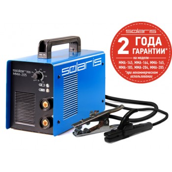 Инвертор сварочный SOLARIS MMA-205 (230В; 10-200 А; 85В; электроды диам. 1.6-4.0 мм; вес 5.1 кг)