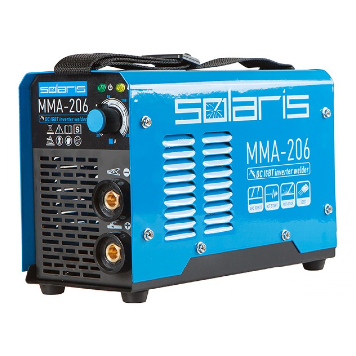 Инвертор сварочный SOLARIS MMA-206 (230В; 20-200 А; 65В; электроды диам. 1.6-4.0 мм; вес 3.7 кг)