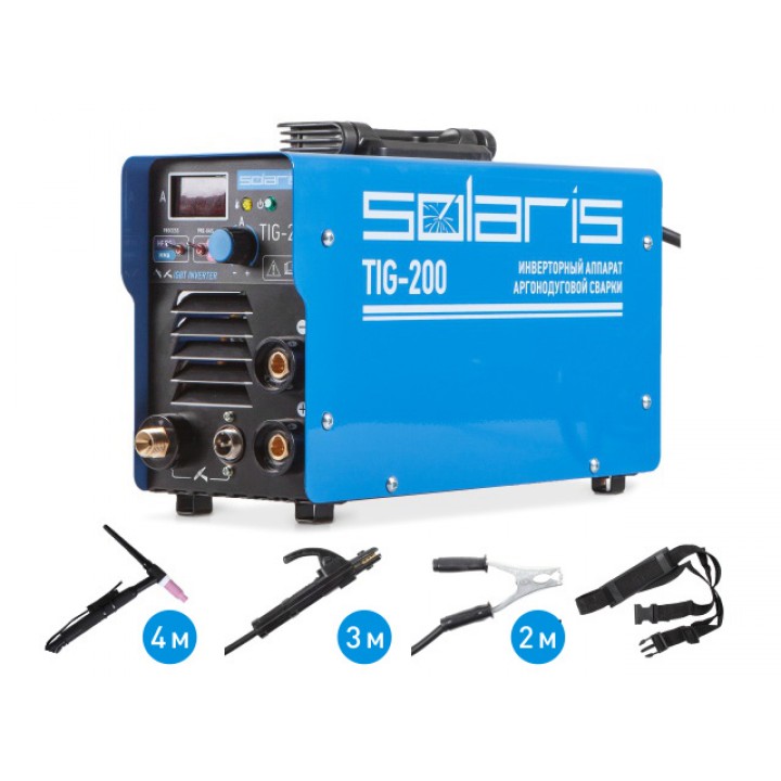 Инверторный аппарат аргонодуговой сварки SOLARIS TIG-200 + AK (TIG-MMA) (DC Lift TIG; MMA; 200 A; 230 В)